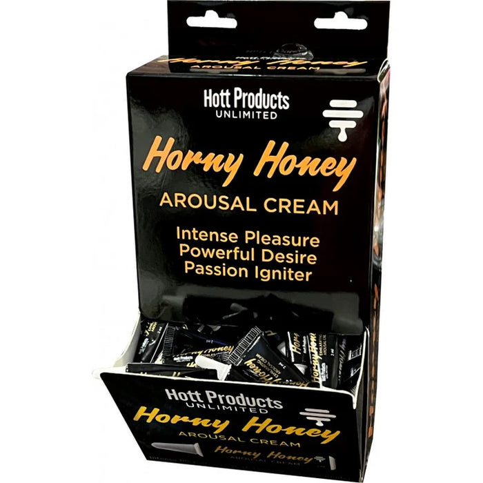 Box of Hott Products Unlimited Horny honey arousal cream on a white background