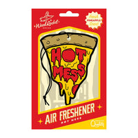 piece of pizza air freshner with hot mess written on