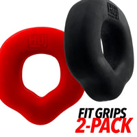 Hunky Junk Fit Grips black and red silicone cock ring set 