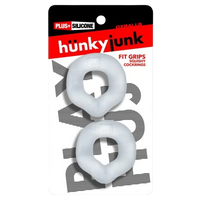 Hunky Junk Fit Grips frosted silicone cock ring set by Oxballs in retail packaging