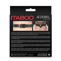 Packaging of Taboo Jezebel Collar with product images and text on a white background