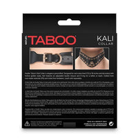 Packaging of Taboo Kali Collar with product images and branding on a white background