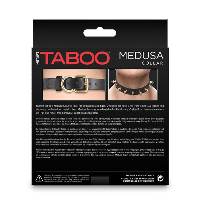 Packaging of Taboo Medusa collar with product images and text.