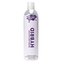 clear bottle with white wrap hybrid lubricant 4oz