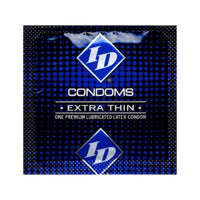 ID Condoms extra thin packaging with blue and white design