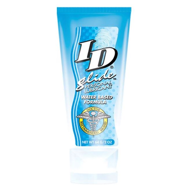 tube of personal lubricant in blue and clear tube