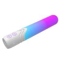 Colorful glowing illumination the bullet vibrator with gradient design on a white background