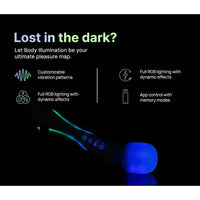 illumination the wand with RGB lighting and vibration features on a dark background