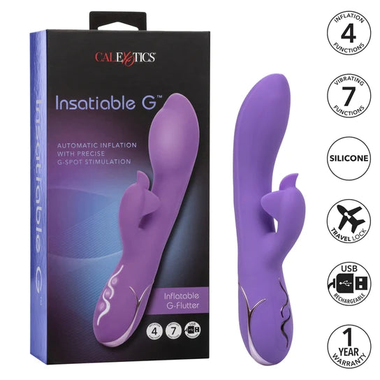 purple vibrator with inflatable head and clit stim