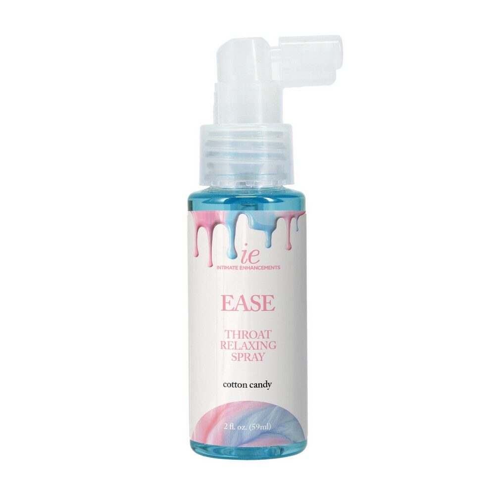 Throat relaxing spray bottle labeled 'Ease' with cotton candy design on a white background