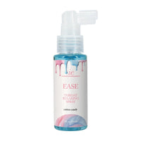Throat relaxing spray bottle labeled 'Ease' with cotton candy design on a white background