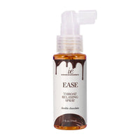 Throat relaxing spray bottle labeled 'Ease' with chocolate flavor on a white background