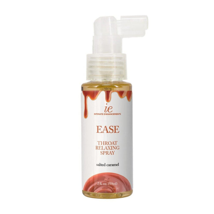 Throat relaxing spray bottle labeled 'Ease' with 'ie Intimate Enhancements' branding on a white background.