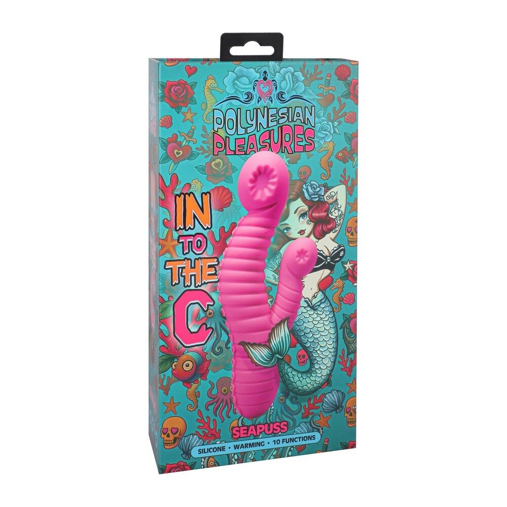 Pink vibrator with mermaid design on a colorful packaging
