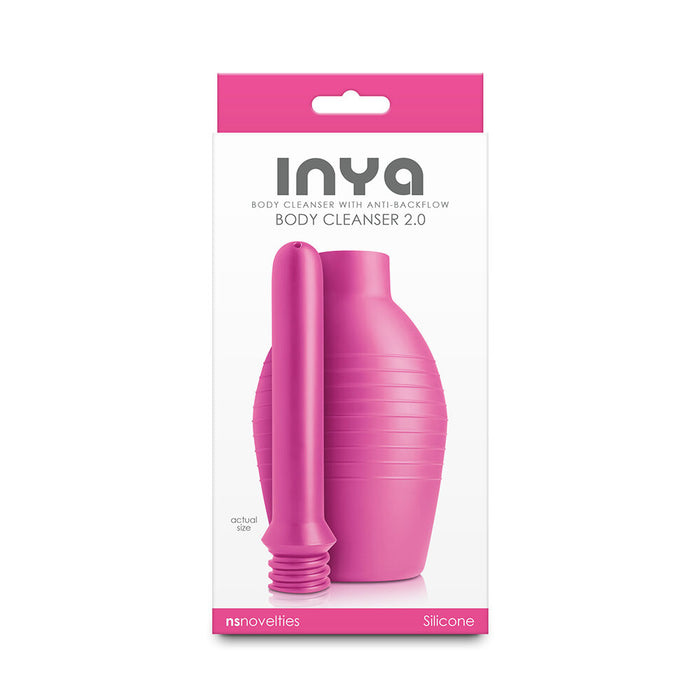 Pink body cleanser with packaging labeled 'inya' on a white background