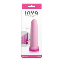 Pink silicone glider dilators with packaging labeled 'INYA' on a white background
