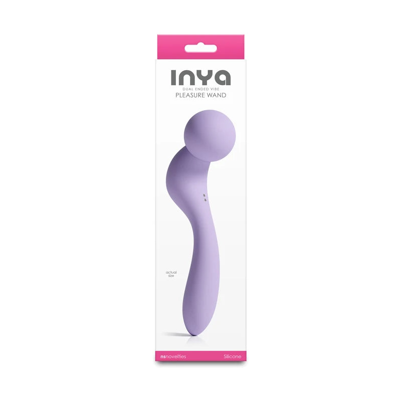 purple curved double ended vibrating wand on box packaging