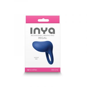 navy silicone rechargeable vibrating cock ring in inya box