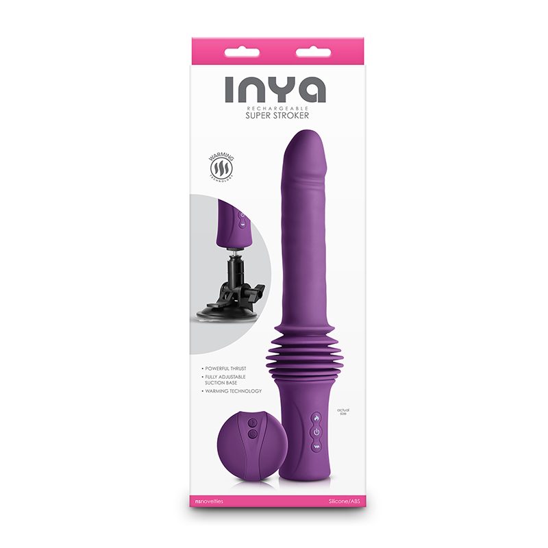 Purple 'Inya' super stroker vibrator packaging on a white background