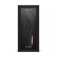 LELO INA Thrust thrust wand in its black presentation box packaging, featuring a cursive design with a rose gold accent.