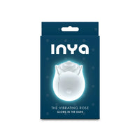 white packaging of 'The Vibrating Rose' by INYA on a white background