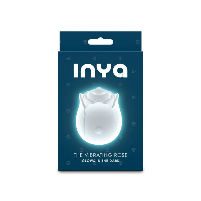 white packaging of 'The Vibrating Rose' by INYA on a white background