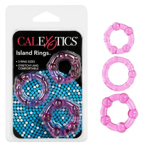 island rings package with 3 pink beaded jelly rings
