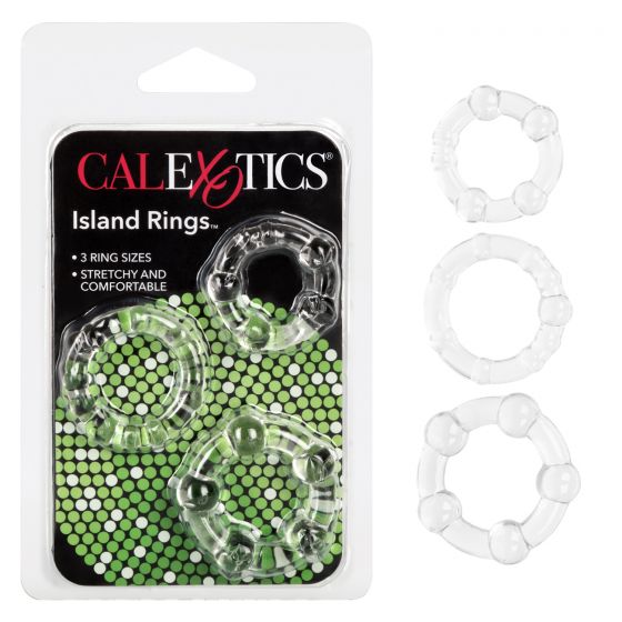 island rings package with 3 clear jelly beaded cock  rings