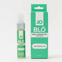 JO Blö Oral Pleasure Gel packaging with green and white design on a white background