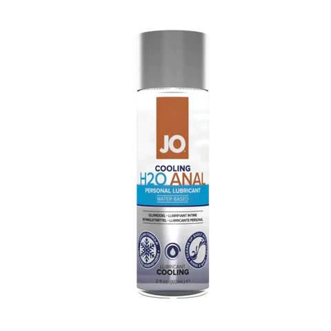 frosted bottle of personal h20 cooling anal lubricant with grey lid 2oz