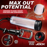 Product with text 'Max Out Potential' and features of the product on a red background
