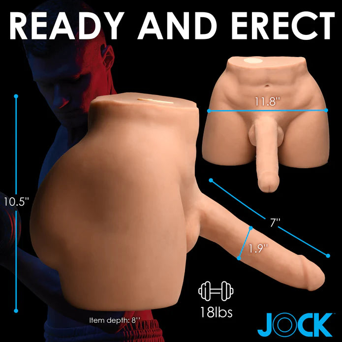 Product display of a Jock product with measurements and branding.
