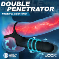 Advertisement for a 'Double Penetrator' with vibrant graphics and Jock branding.