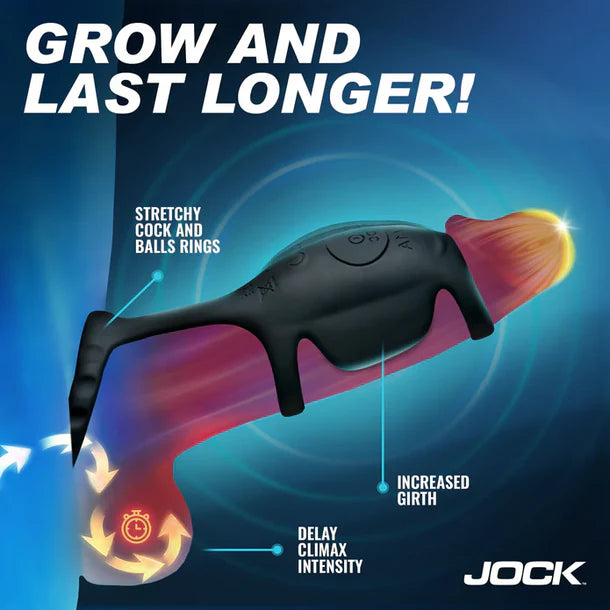 Product with text 'Grow and Last Longer!' and 'JOCK' branding on a blue background