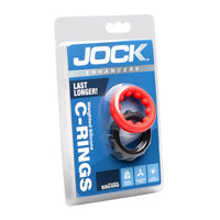 Jock Enhancers C-Rings packaging with red and black ring on a white background