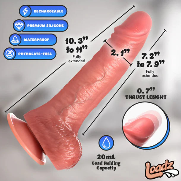 Sexual product with dimensions and features on a gray background