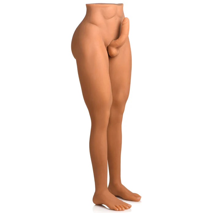 Naked legs with penis on a white background