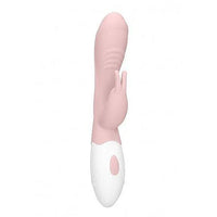 pink ribbed vibrator with clit stim