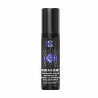 A 10ml black roll-on bottle of Midnightpheromonepheromone infused fragrance oil with a blue moon phase graphic on the label, set against a plain white background.