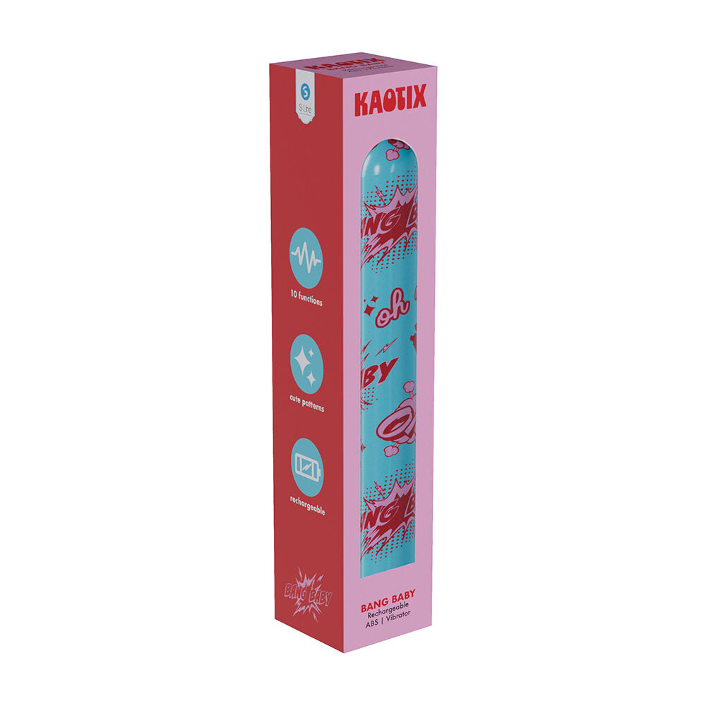 kaotix vibrator Product packaging with red and pink design on a white background