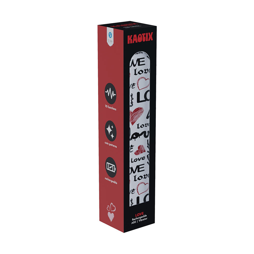 Vibrator Box with 'KAOTIX' branding and heart designs on a white background