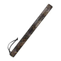Decorative paddle with a textured pattern on a white background