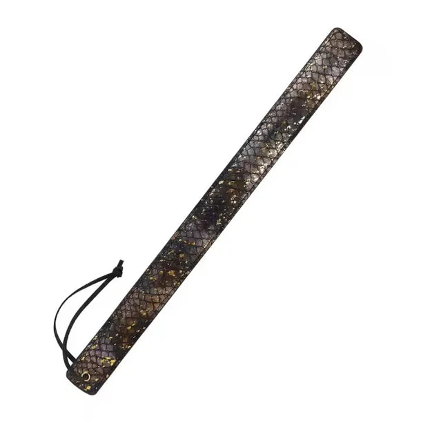Decorative paddle with a textured pattern on a white background