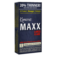 Kimono Maxx Large Flare condom packaging on a white background