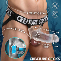 Product display of 'Creature Cocks' men's underwear with measurements and details.