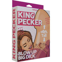 cartoon female holding 6ft tall inflatable penis on box packaging