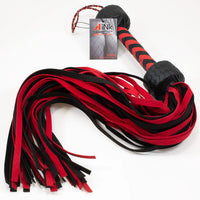 red & black suede flogger