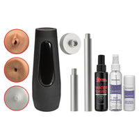 kink accessories of refresh powder, toy cleaner, kink waterbased lubricant, 2 extender rods, masturbation case, with a vaginal opening and anal opening sleeve