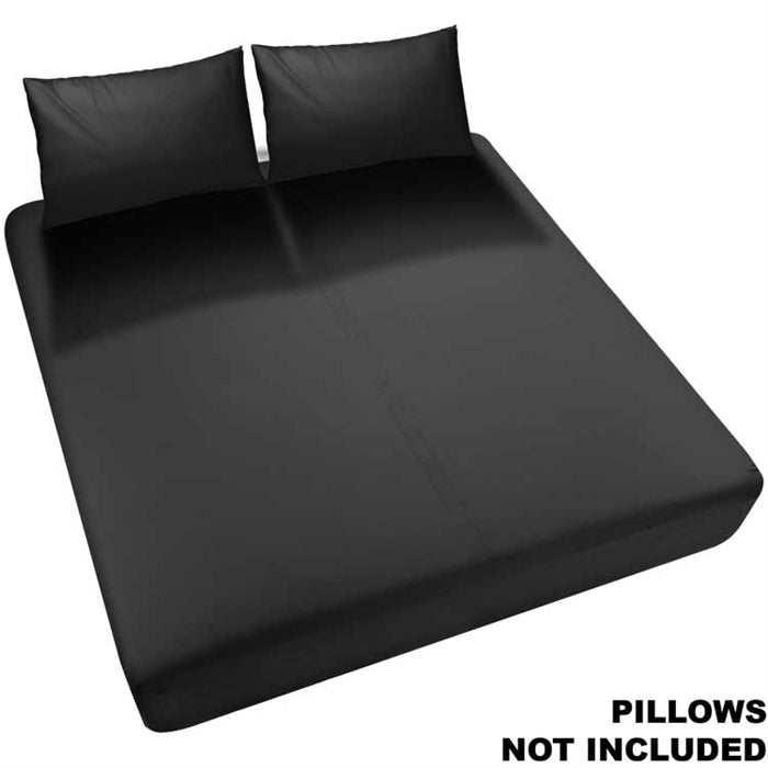 black fitted sheets with black pillows, the pillows are not included
