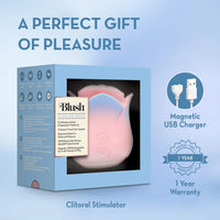 pink & blue ombre rose clitoral vibrator in box packaging